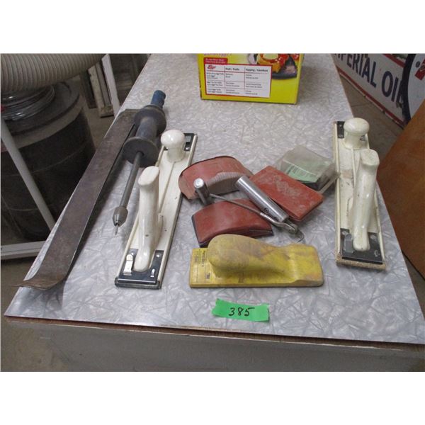 sanding blocks, slide hammer, prybar