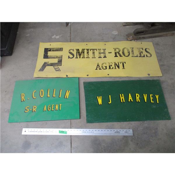 (3) collectible signs (2 wood, 1 tin)