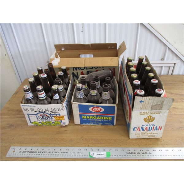 (3) boxes of beer bottles