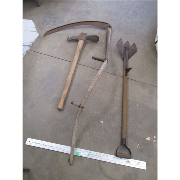 Hay knife + Scythe + pickaxe