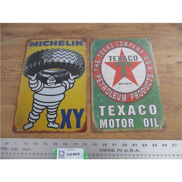 2 tin signs - 8x12