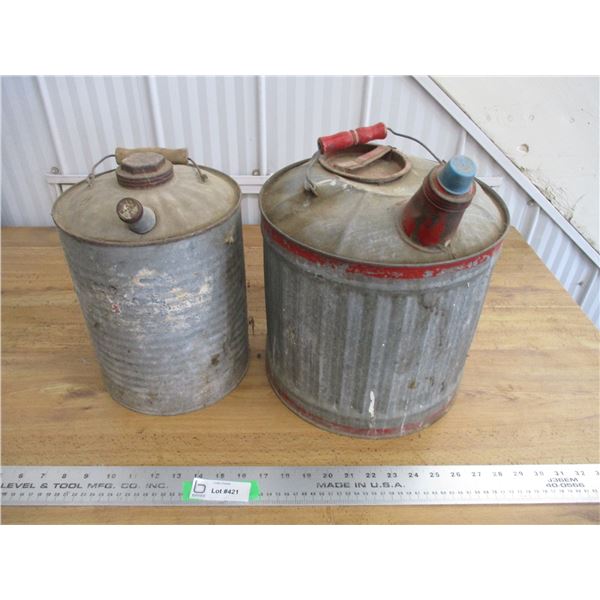(2) Galvanized gas cans