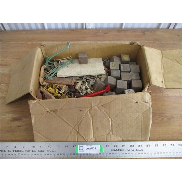 Vintage toy blocks + farm animals