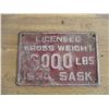 Image 2 : 1934 Gross weight 6000lb license plate
