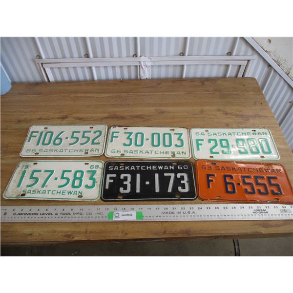 (6) Sask License plates - 1960's