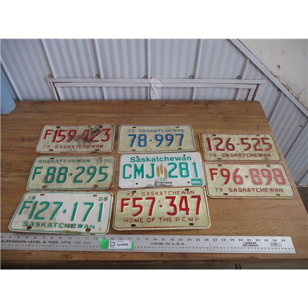 (8) Sask License plates - 68 + 70's