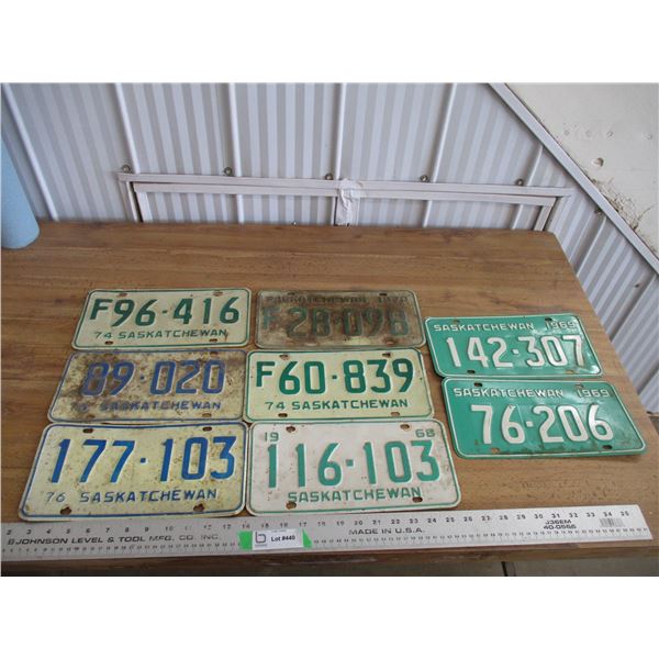 (8) Sask License plates - 68,69 + 70's