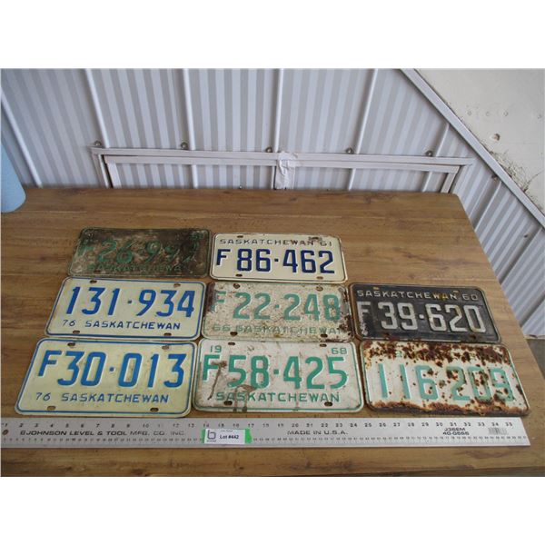 (8) Sask License plates - 60's + 70's
