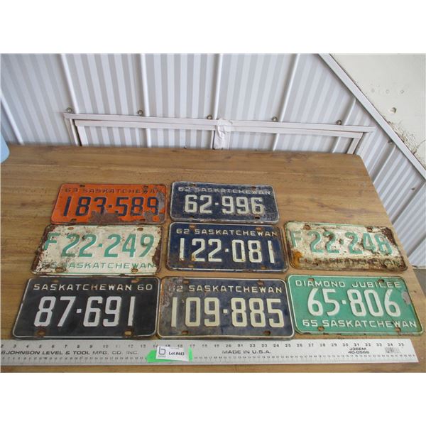 (8) Sask License plates - 60's