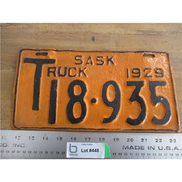 1929 Truck Sask License plate - repainted