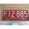 Image 1 : 1946 Sask license plate