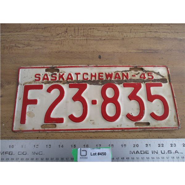 1945 Sask license plate
