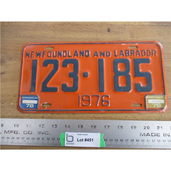 1976 Newfoundland license plate