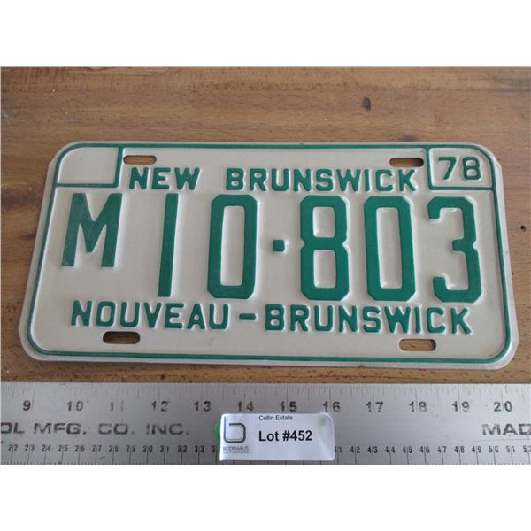 1978 New Brunswick license plate