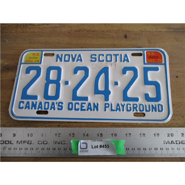 1973-74 Nova Scotia license plate