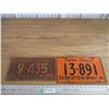 Image 1 : 1936 + 1938 Farm Truck license plates - one touched up/painted