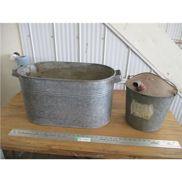 Galvanized tub + gas pail