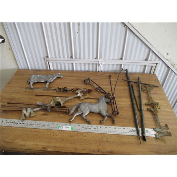 Weathervane parts - cow, horse, misc