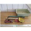 Image 1 : (2) tin toys - car + truck with misc