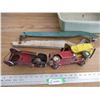 Image 4 : (2) tin toys - car + truck with misc