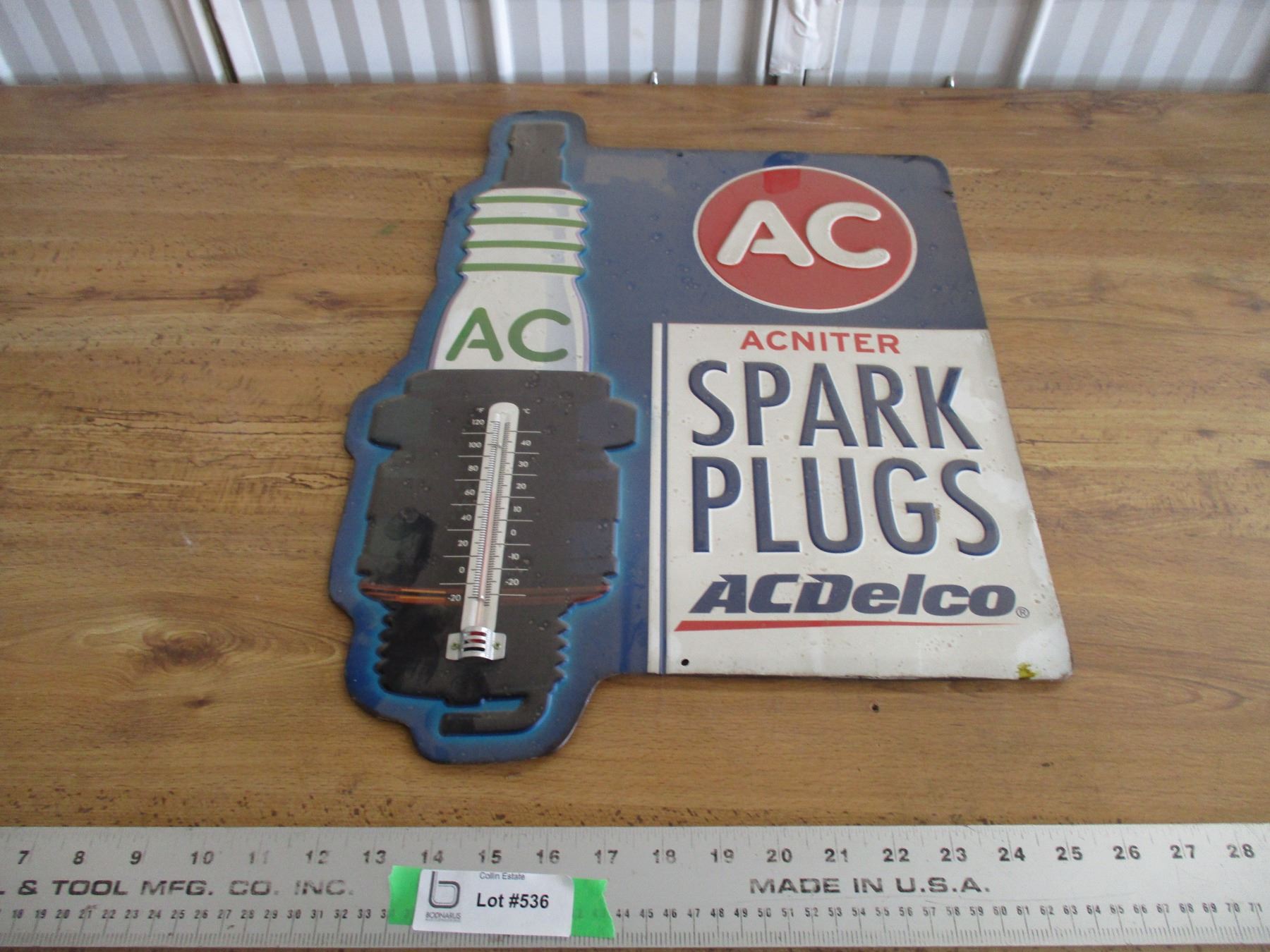 AC Spark plug sign tin 15x16