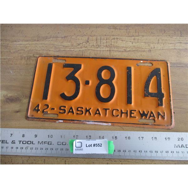 1942 Sask license plate