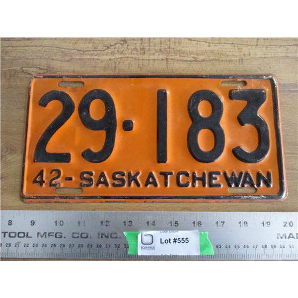 1942 Sask license plate