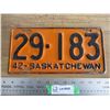 Image 1 : 1942 Sask license plate