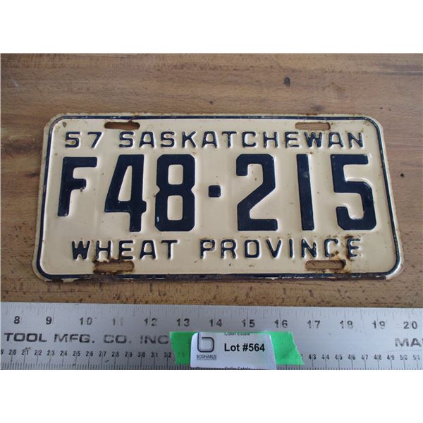 1957 (farm) Sask license plate