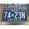 Image 3 : (3) Ontario License Plates (1945 + 1969 matching pair)