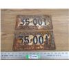 Image 1 : (2) 1937 Sask license plates - matching pair