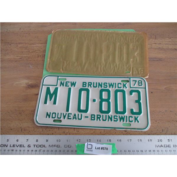1978 New Brunswick (M) license plate - near mint