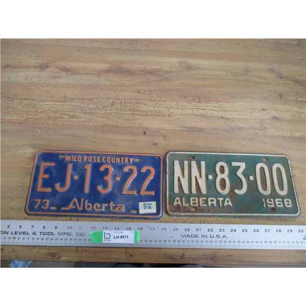 1968 + 1973 Alberta license plates