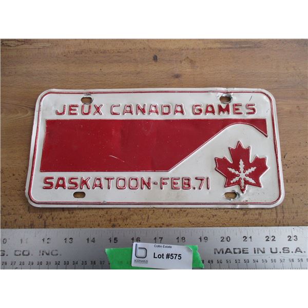 1971 Canada Games Saskatoon plate