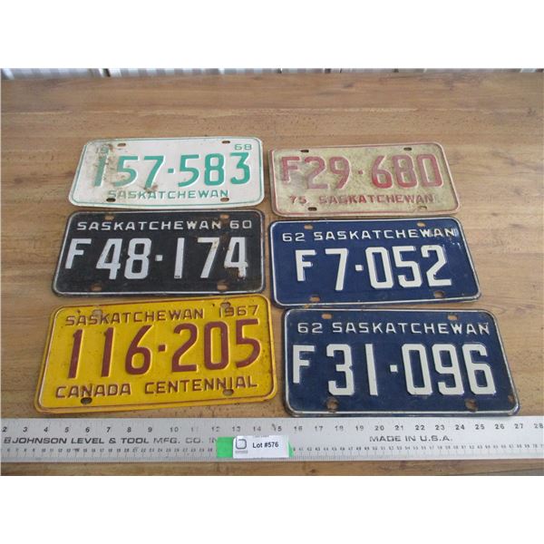 (6) Sask (some farm) license plates - 1960's