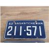 Image 2 : 1962 (matching pair) Sask license plates