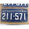 Image 3 : 1962 (matching pair) Sask license plates
