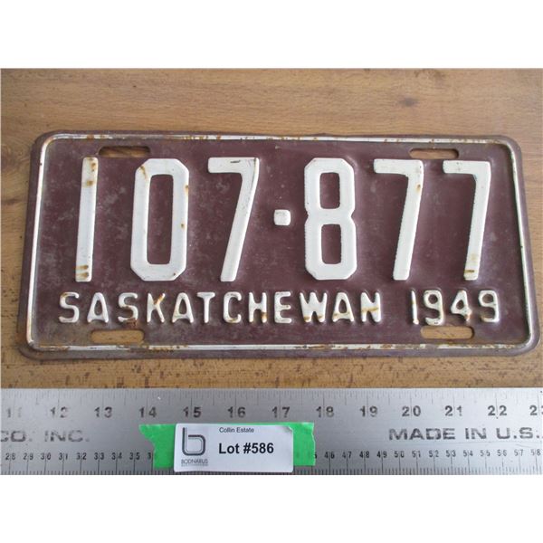 1949 Sask license plate