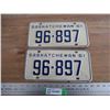 Image 1 : 1961 (matching pair) Sask license plates
