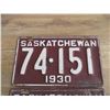 Image 2 : 1930 (matching pair) Sask license plates