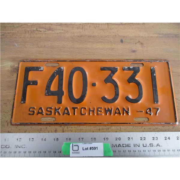 1947 (farm) Sask license plate