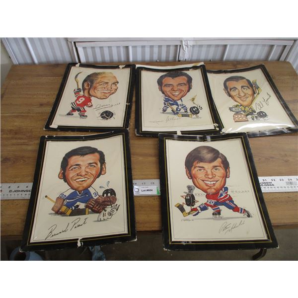 (5) NHL sporticatures - 1971 bobby hull, etc