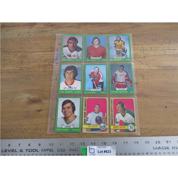 (9) 1973-74 OPC hockey cards