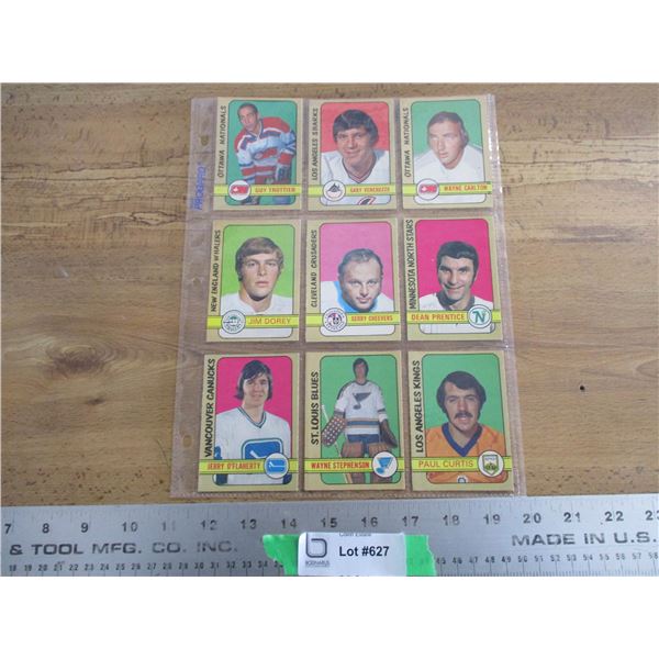 (9) 1972-73 OPC hockey cards