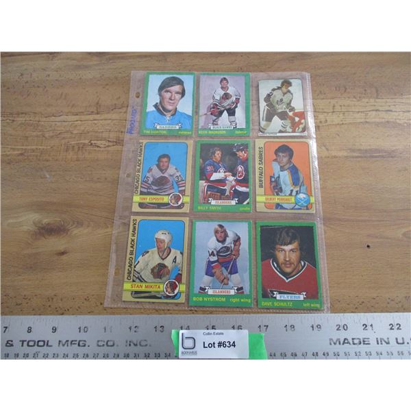 (9) 1970's OPC hockey cards - Mikita, Esposito, Horton