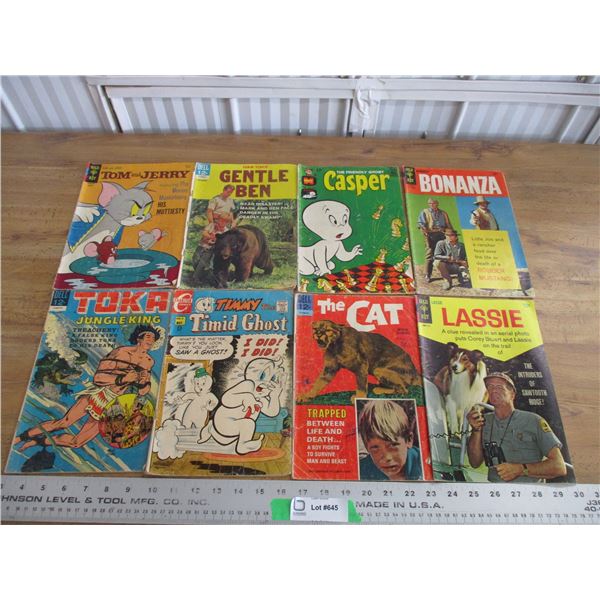 (8) 12c comics - Bonanza, Gentle Ben, Casper, Toka, Lassie, etc