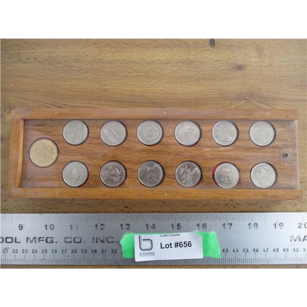 Quarter collection in wood box