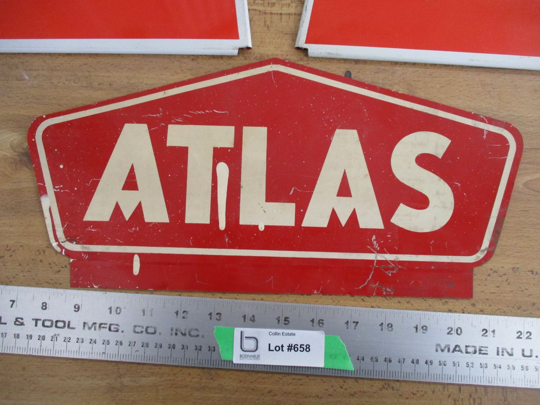 Tire Rack Sign (3) Metal Atlas tire rack signs