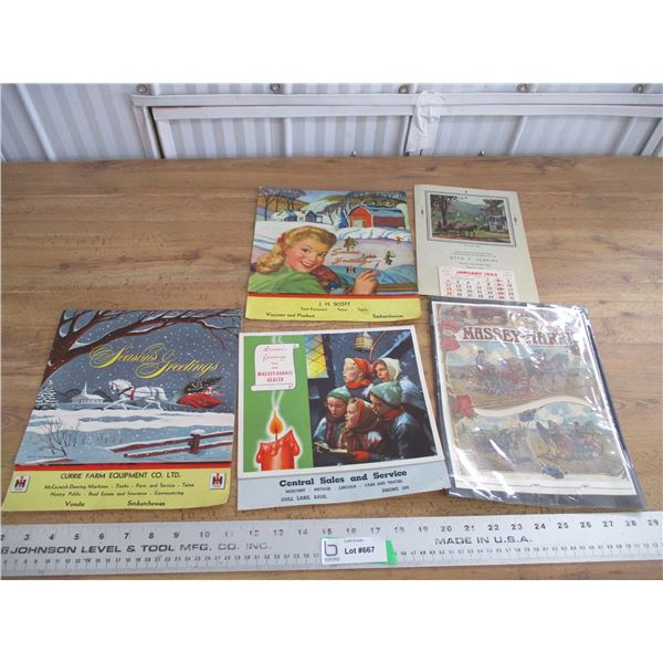 (4) 1950's IH / Massey Calendars