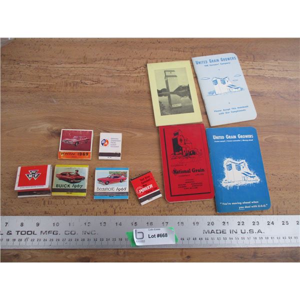 Grain growers pocket books + collectible matchbooks